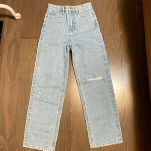 OAK + FORT straight leg distressed jeans